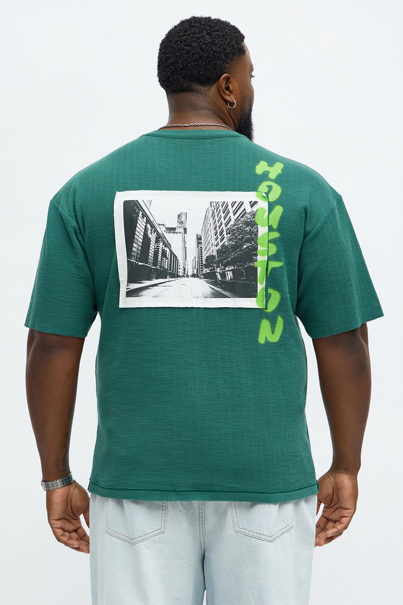 Relaxed H-Town Spray Paint Tee - Hunter Green