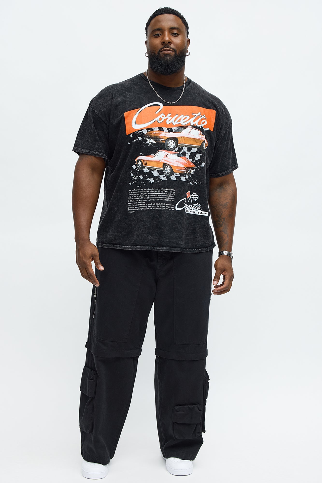 Chevy Corvette Red Sting Ray Short Sleeve Tee - Black Wash