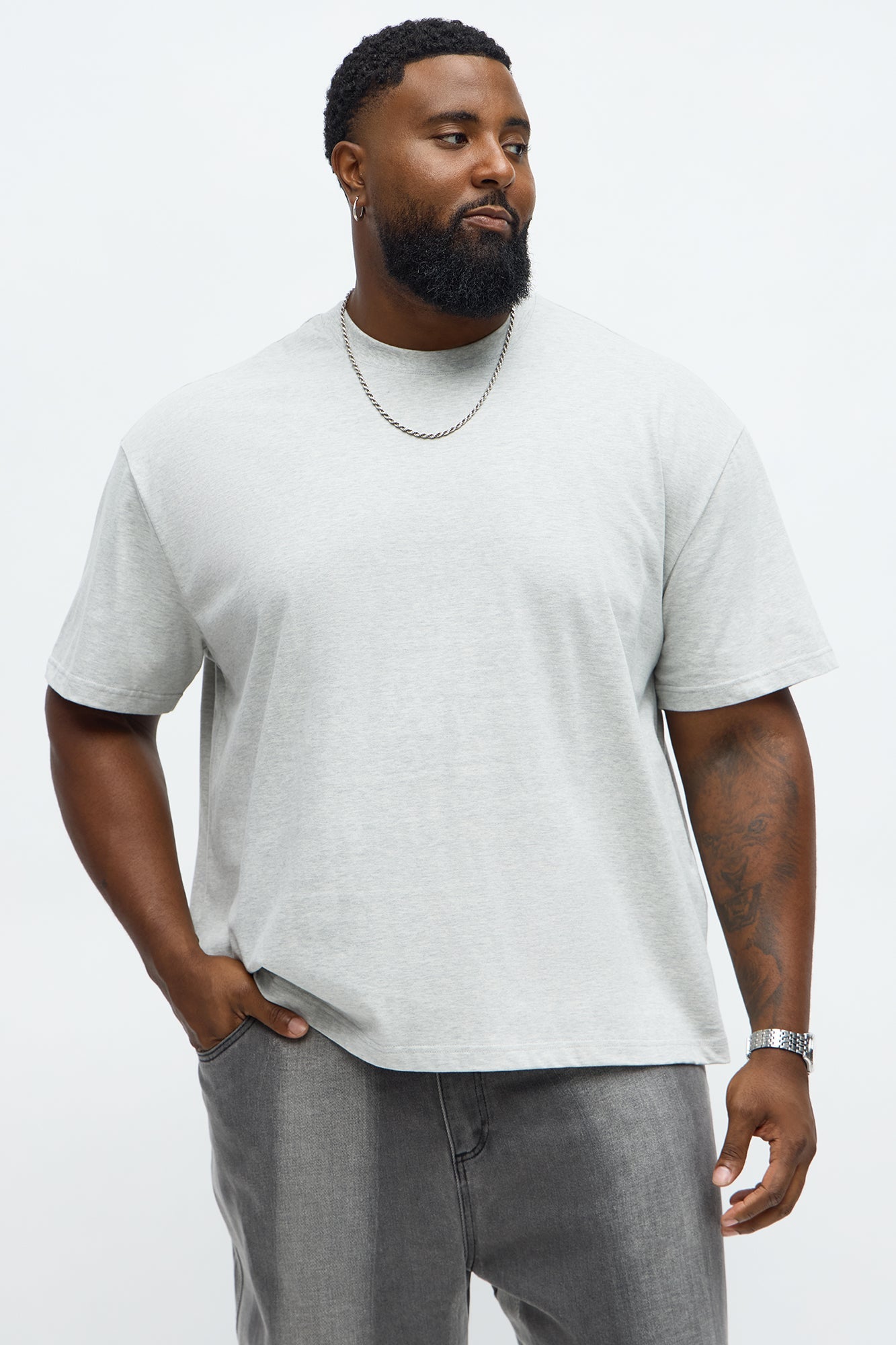 Relaxed Premium Midweight Tee - Heather Grey