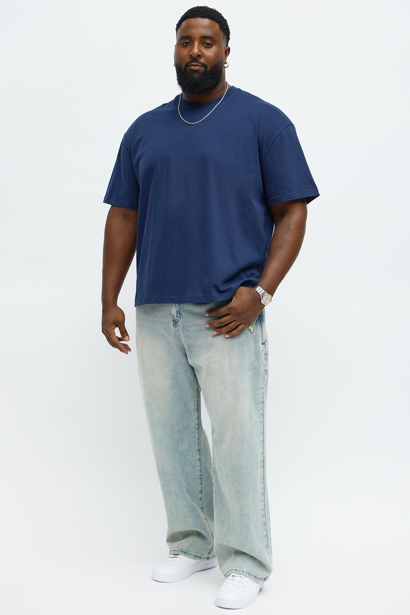 Relaxed Premium Midweight Tee - Navy