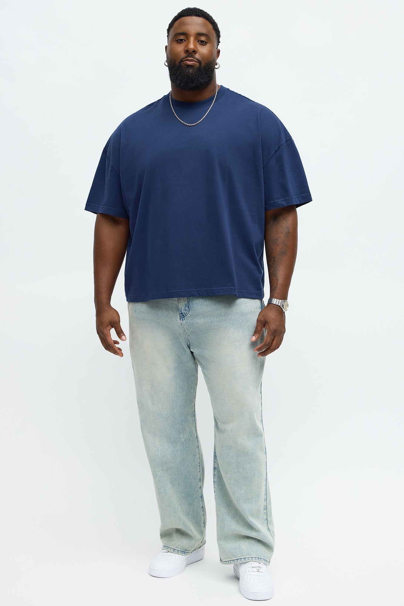 Boxy Premium Midweight Tee - Navy
