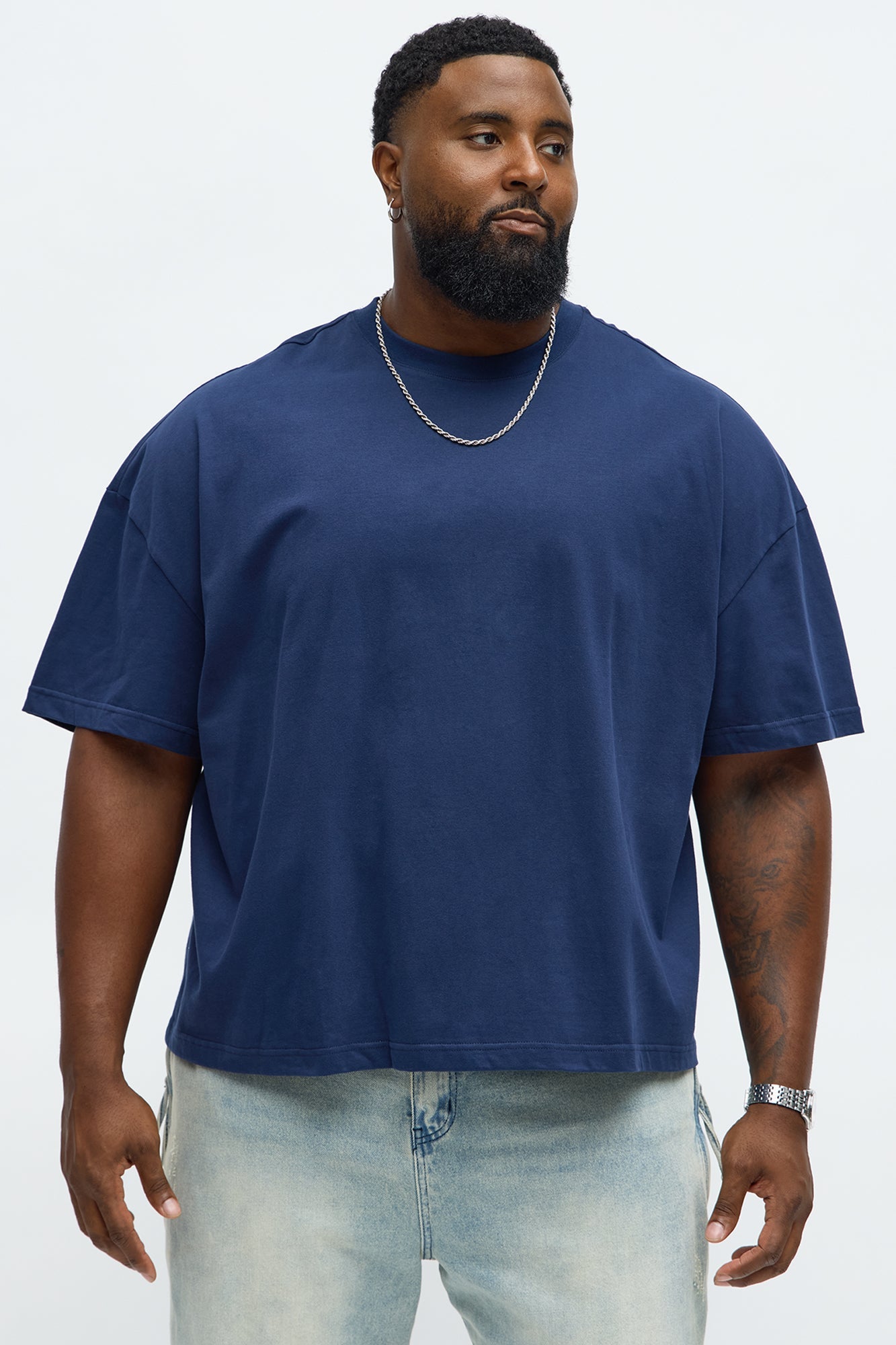 Boxy Premium Midweight Tee - Navy
