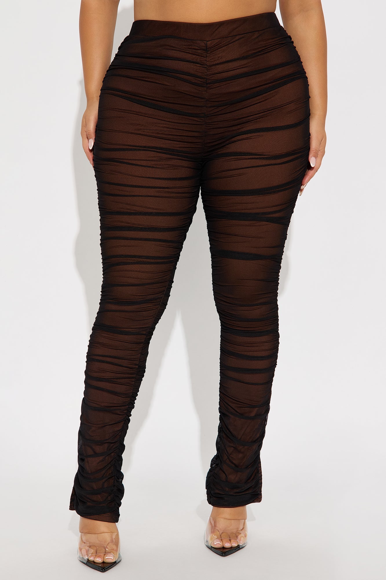Game Changer Ruched Mesh Legging - Brown