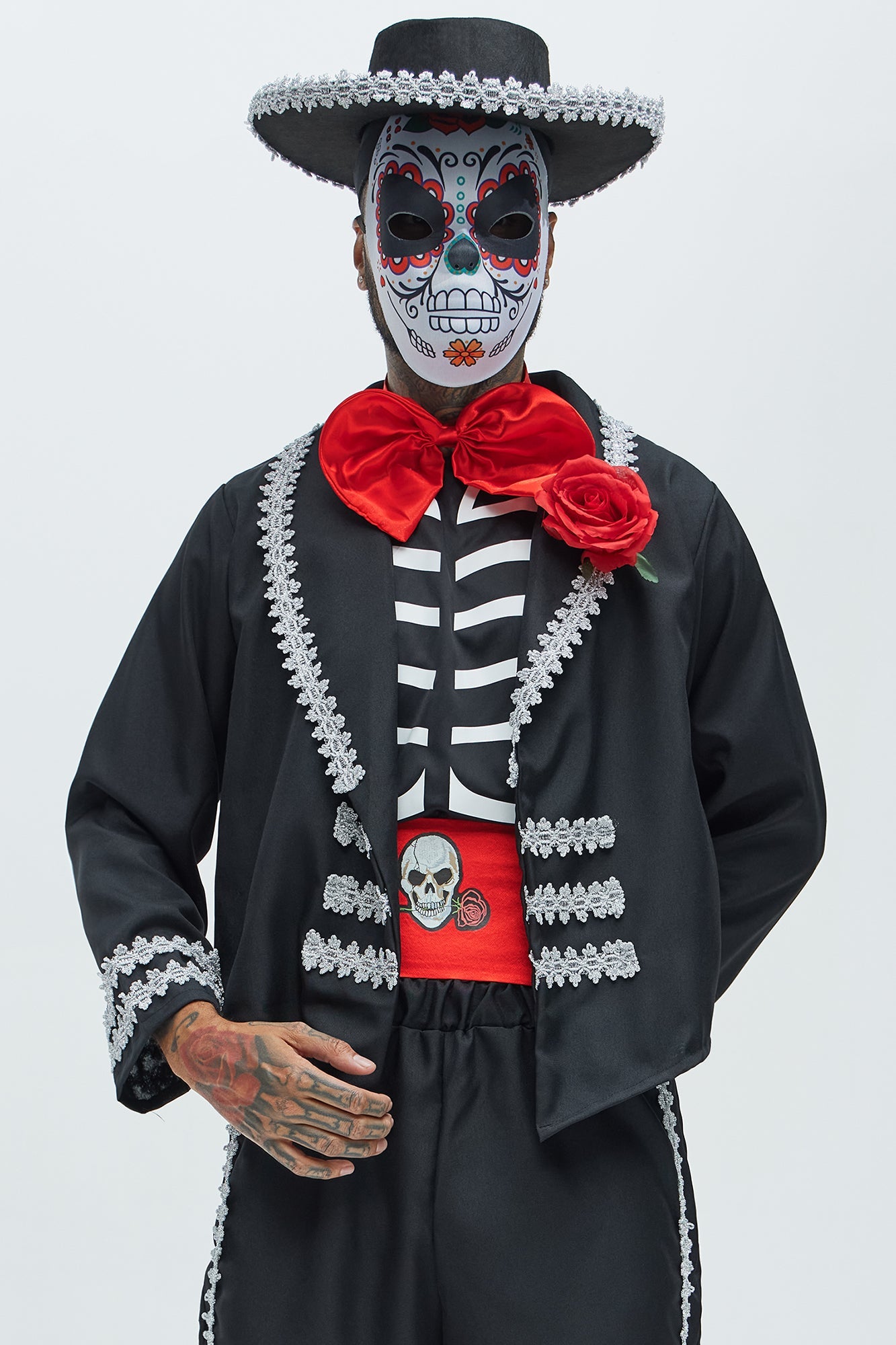 Day Of The Dead Mariachi Costume - Black/combo