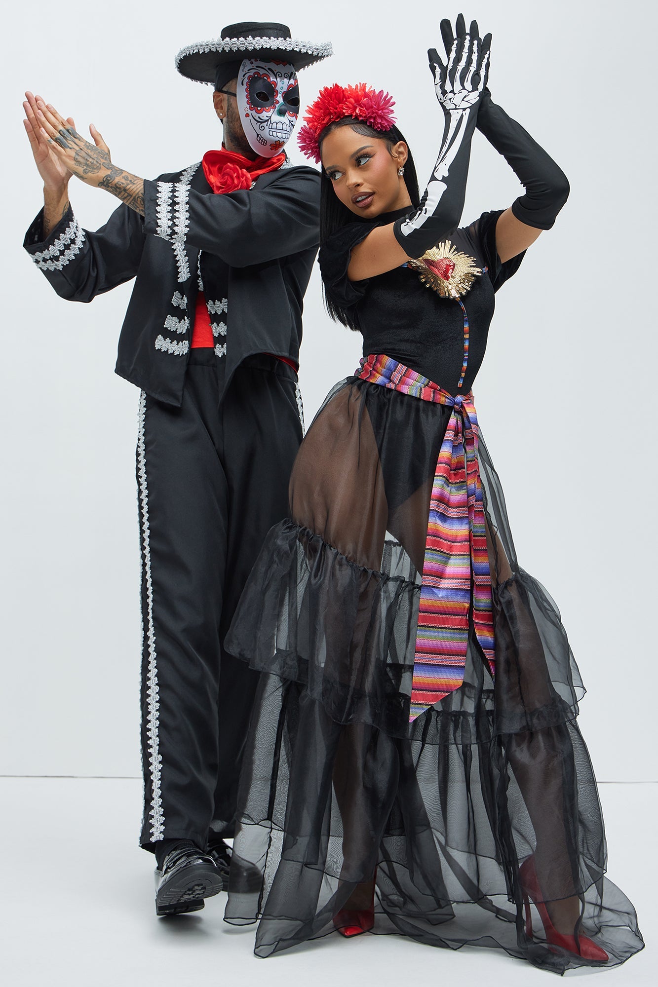 Day Of The Dead Mariachi Costume - Black/combo