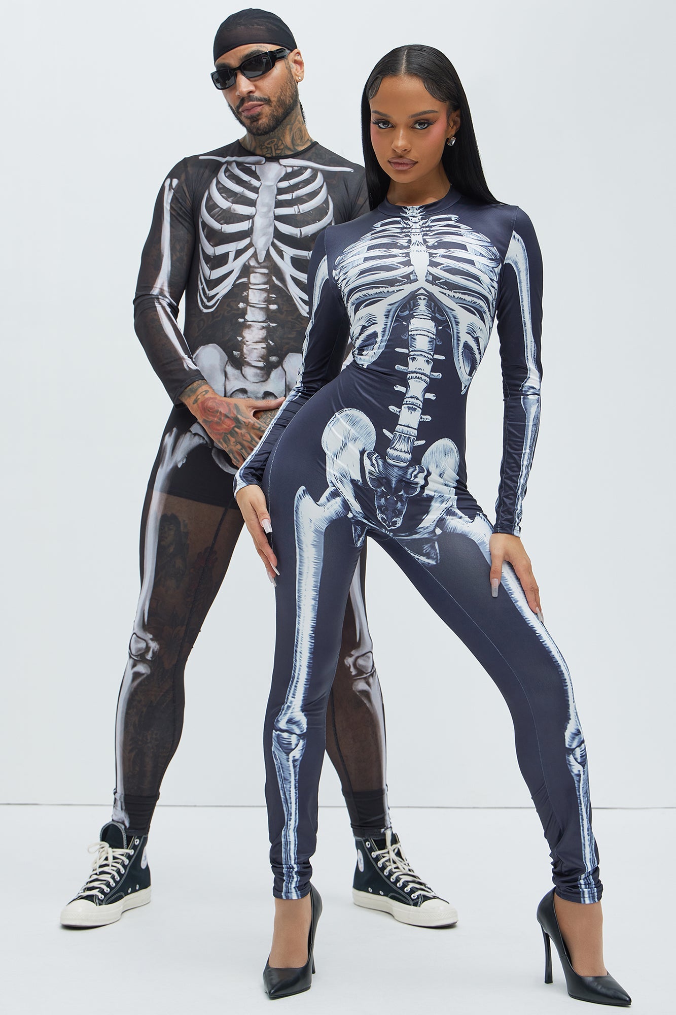 Bad To The Bone Skeleton Costume - Black/White