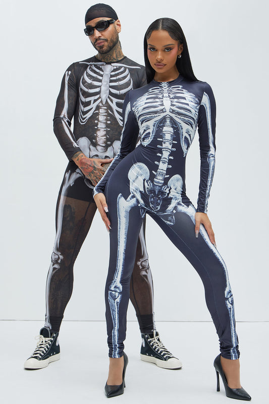 Bad To The Bone Skeleton Costume - Black/White