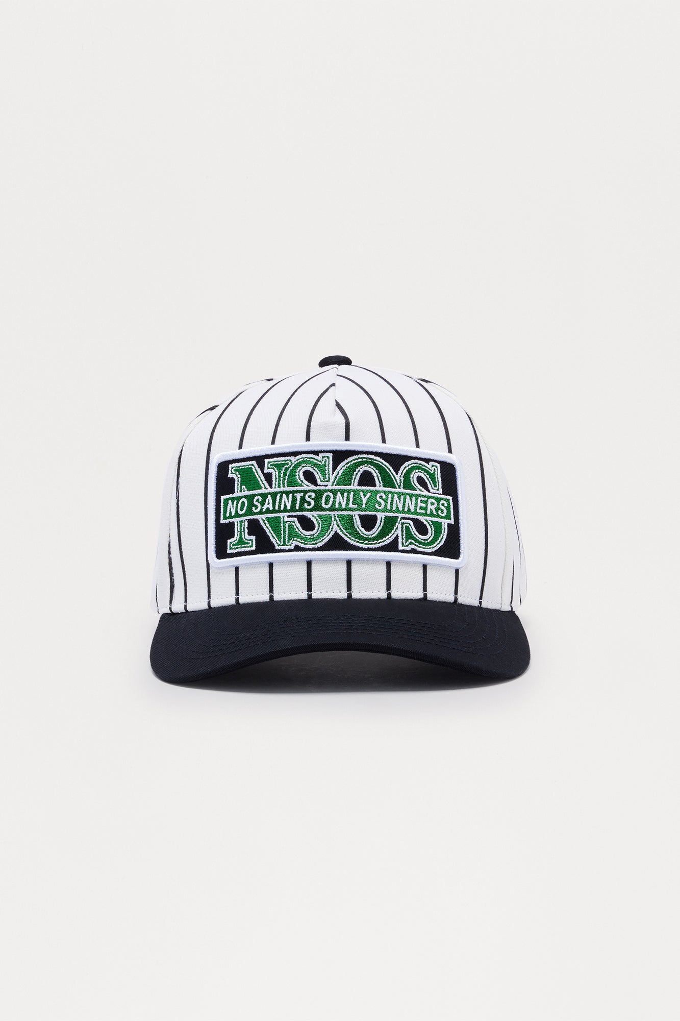 No Saint Pinstripe Structured Snapback Hat - White/Black