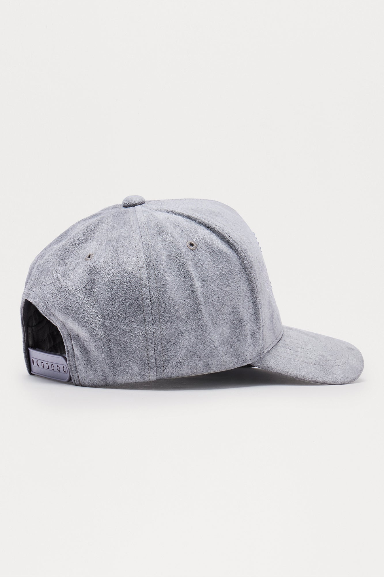 NY Embellished Faux Suede Structured Snapback Hat - Grey