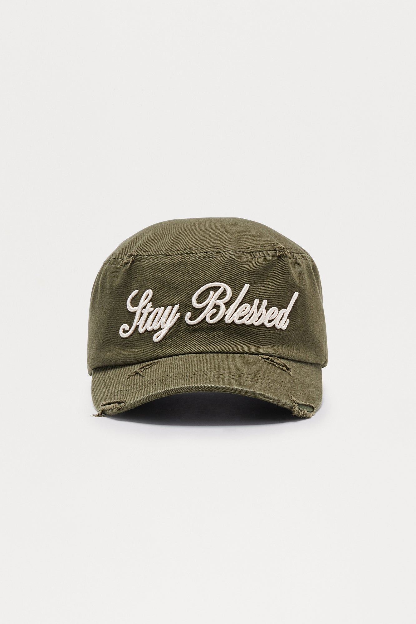 Stay Blessed Denim Painters Snapback Hat - Olive