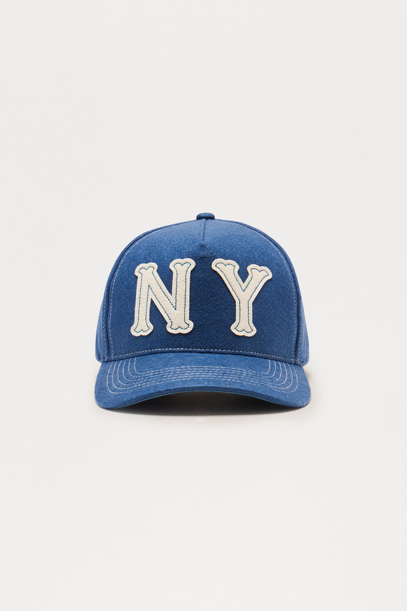 NY Contrast Stitch Textured Snapback Hat - Blue