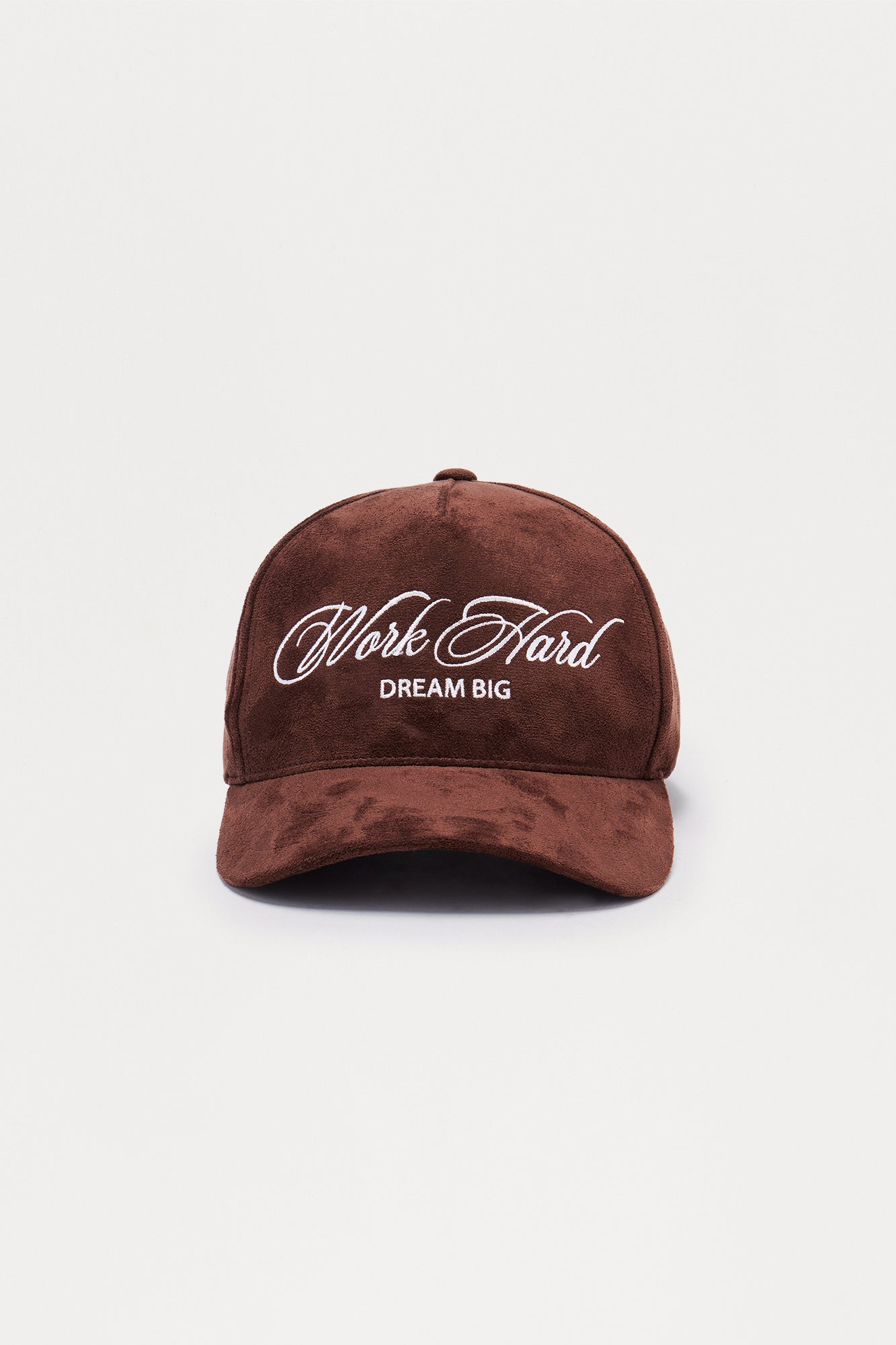 Work Hard Faux Suede Structured Snapback Hat - Chocolate