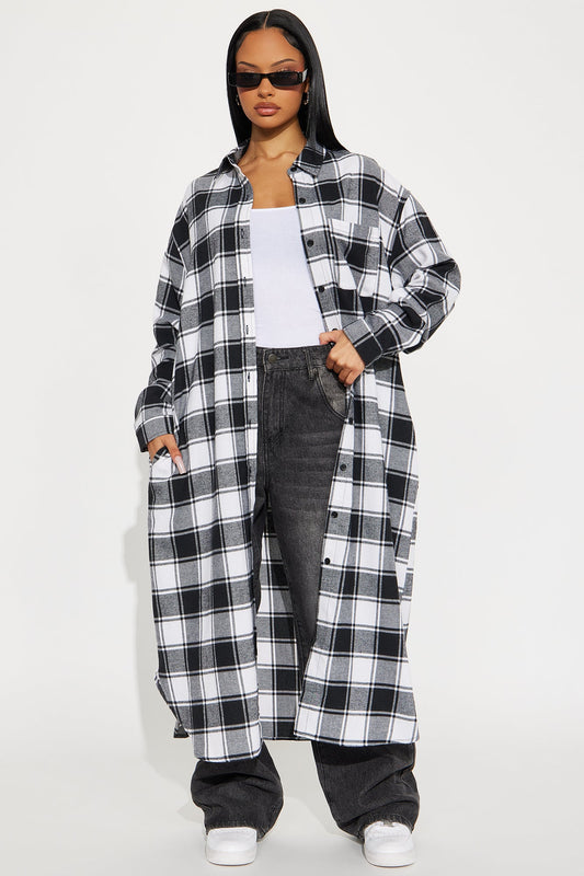 Sneaky Link Long Plaid Shirt - Black/combo