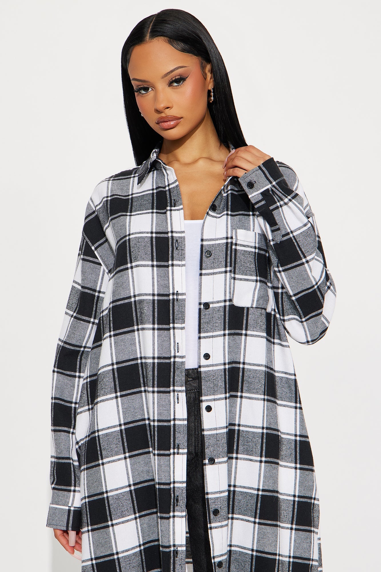 Sneaky Link Long Plaid Shirt - Black/combo