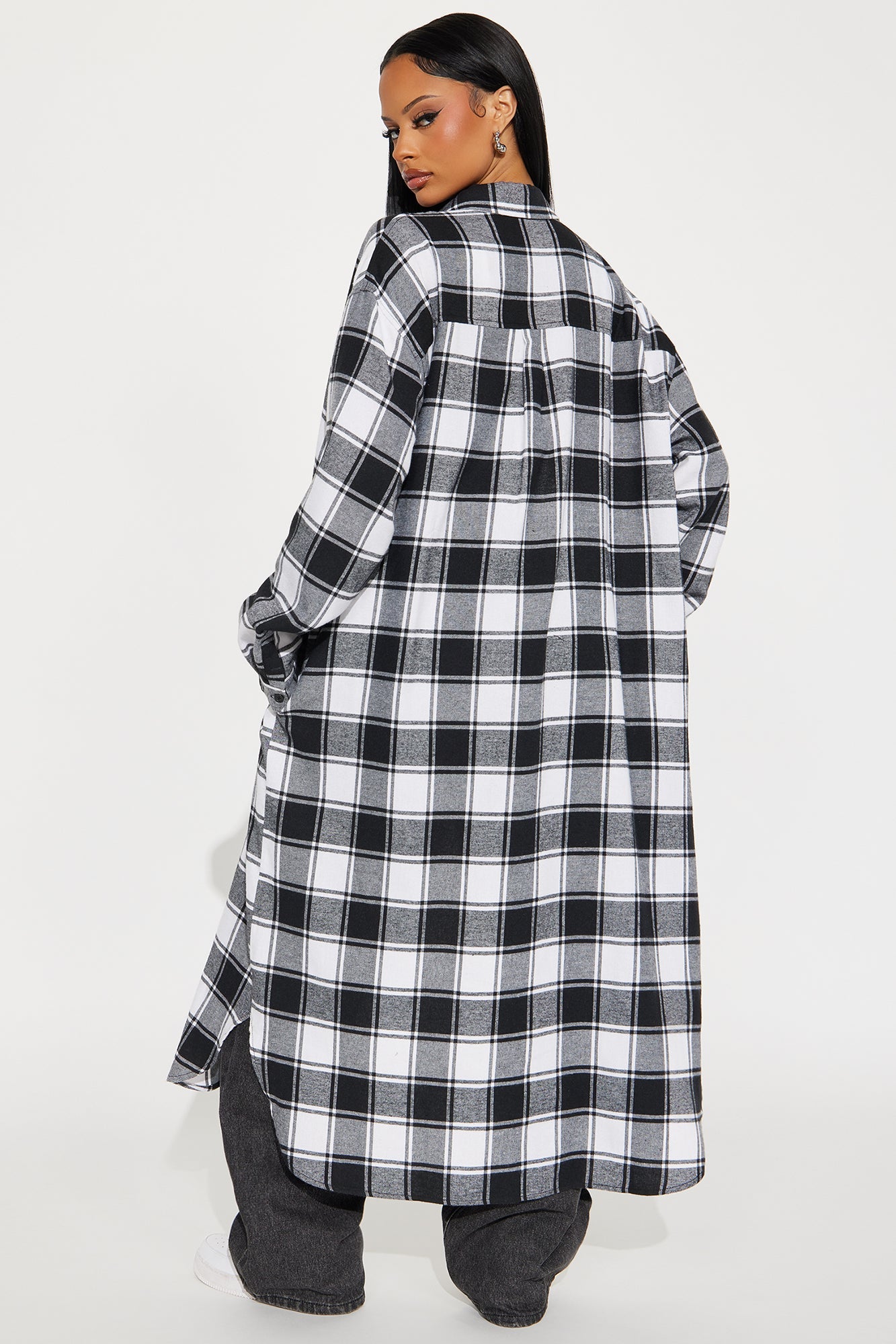 Sneaky Link Long Plaid Shirt - Black/combo