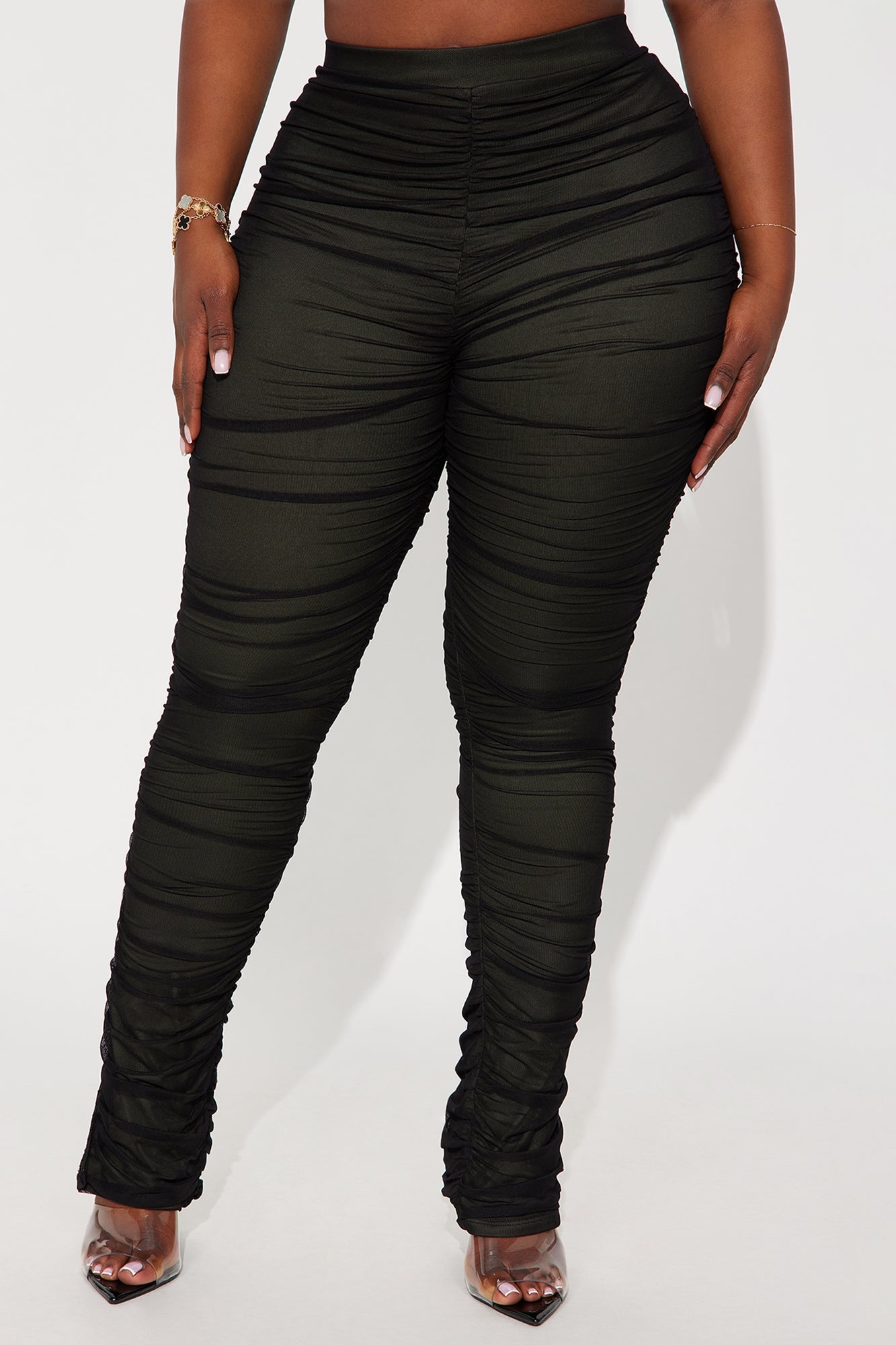 Game Changer Ruched Mesh Legging - Dark Olive