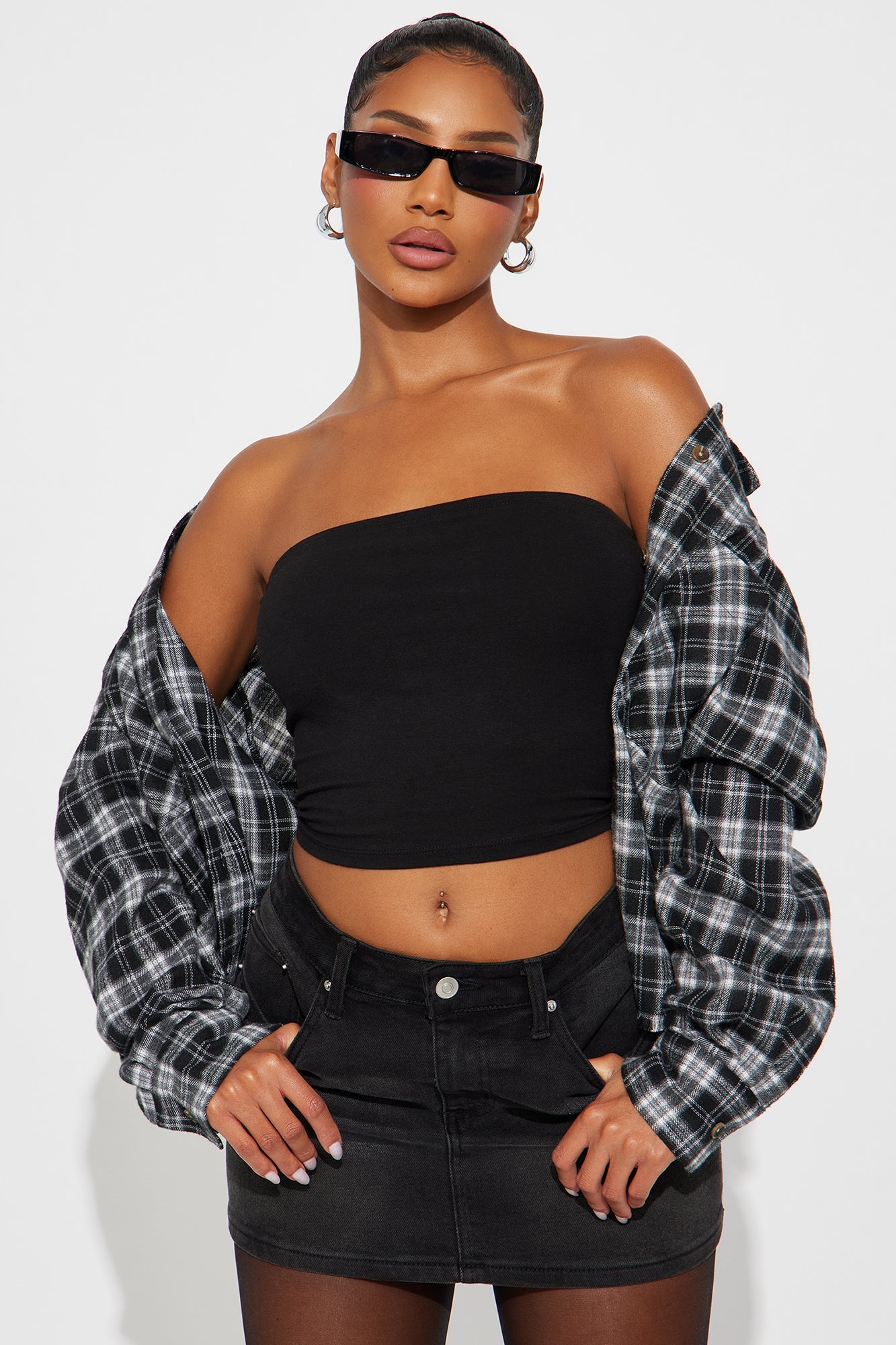 Downtown Drive Plaid Flannel Shirt - Black/combo