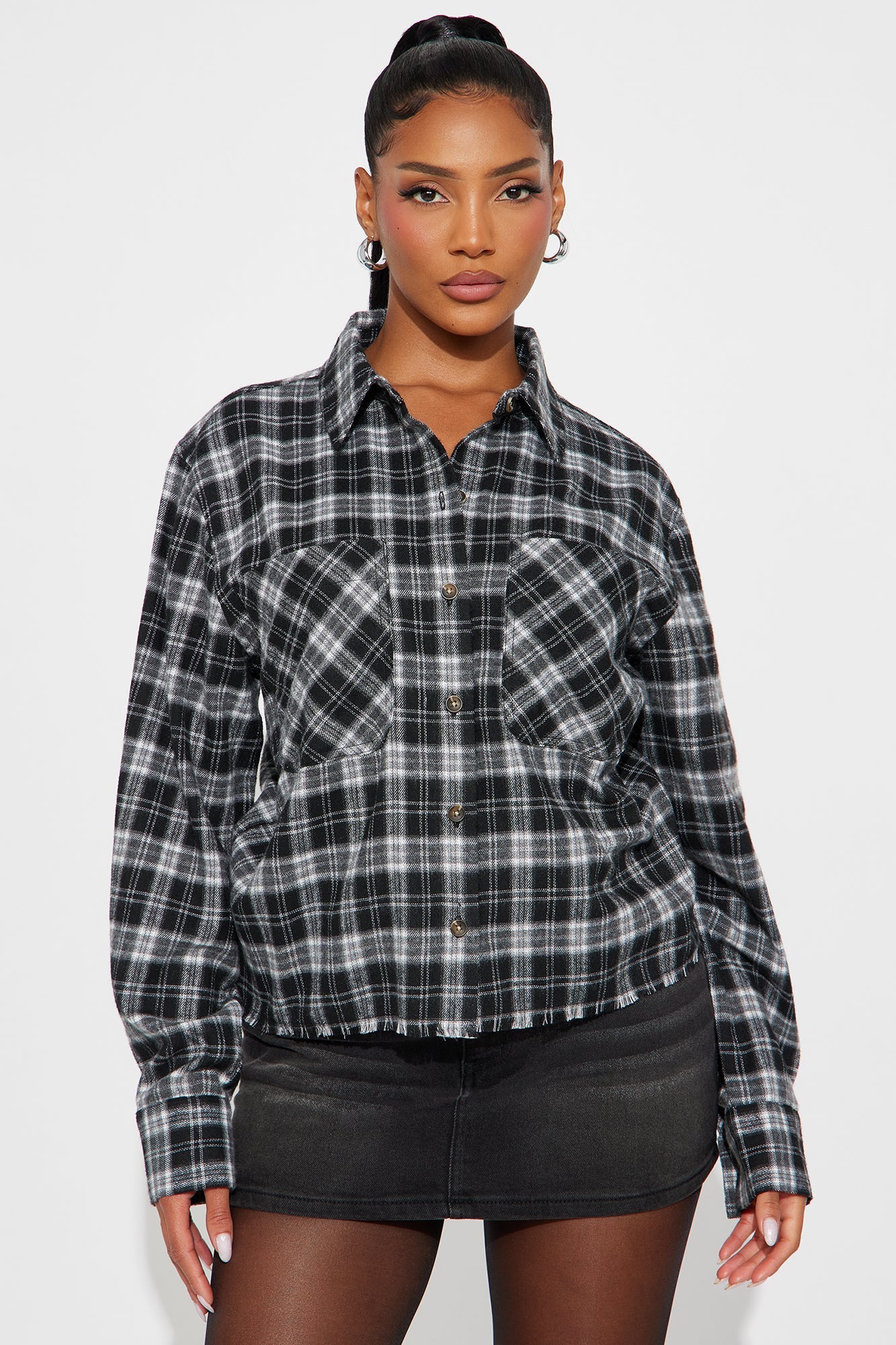 Downtown Drive Plaid Flannel Shirt - Black/combo