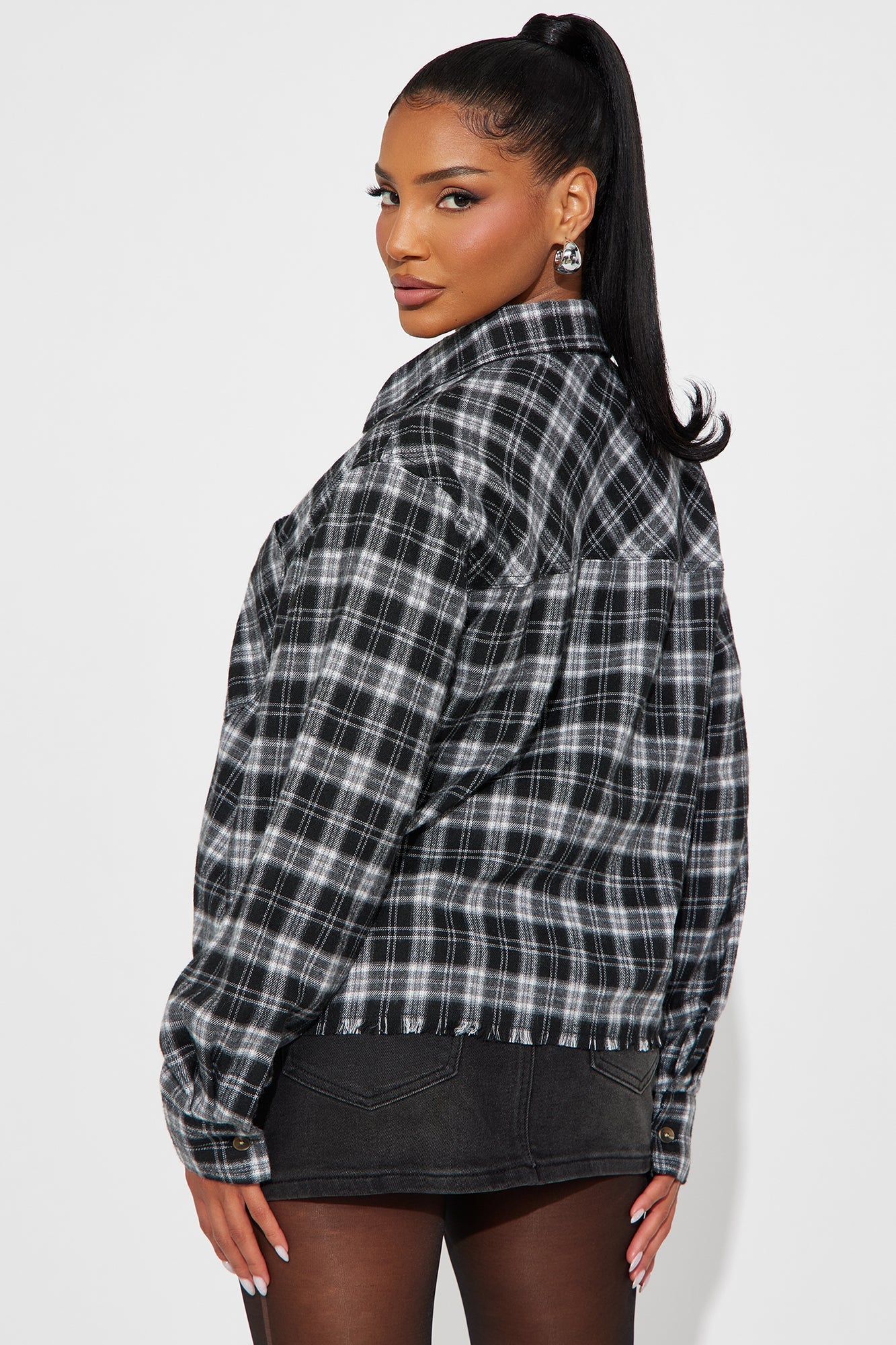 Downtown Drive Plaid Flannel Shirt - Black/combo