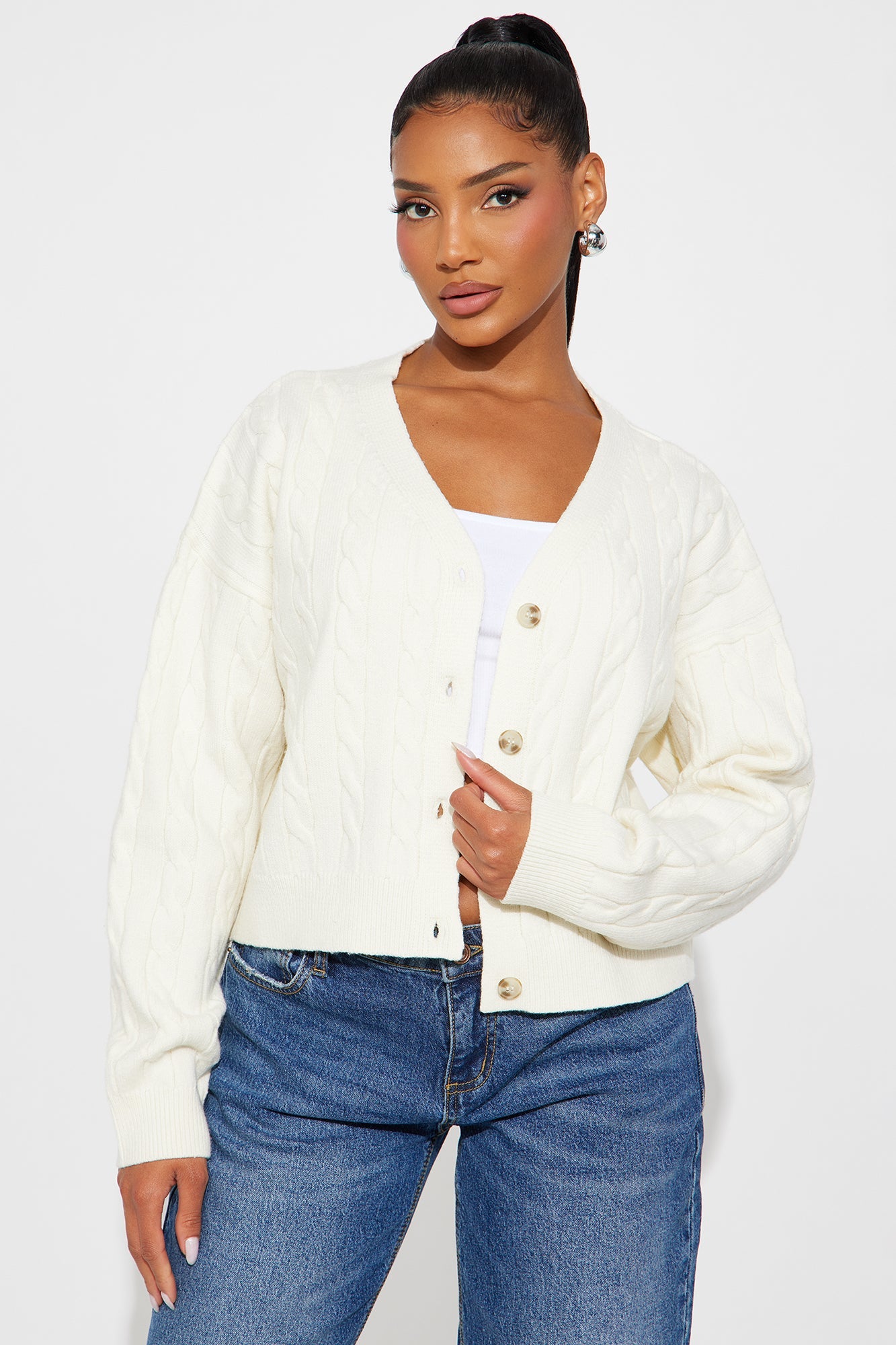 Cozy Cable Knit Cardigan - Ivory