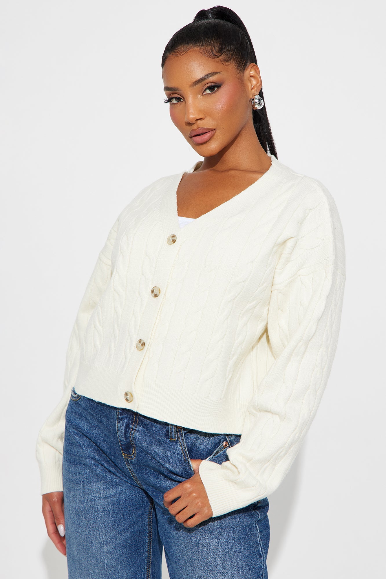 Cozy Cable Knit Cardigan - Ivory