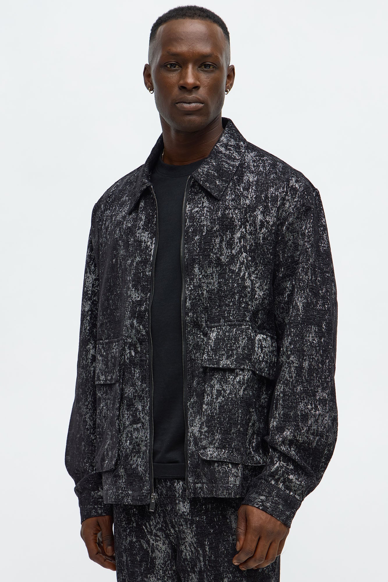 Velvet Heathered Work Jacket - Black