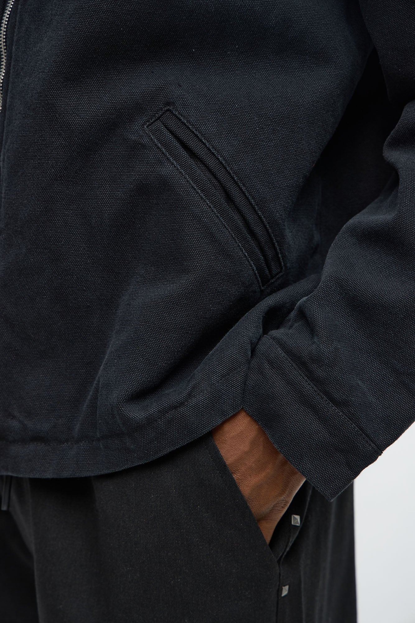 Relaxed Hard Work Washed Zip Jacket - Black