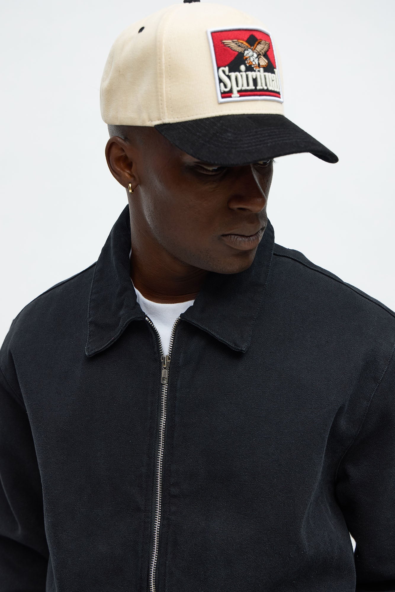 Relaxed Hard Work Washed Zip Jacket - Black