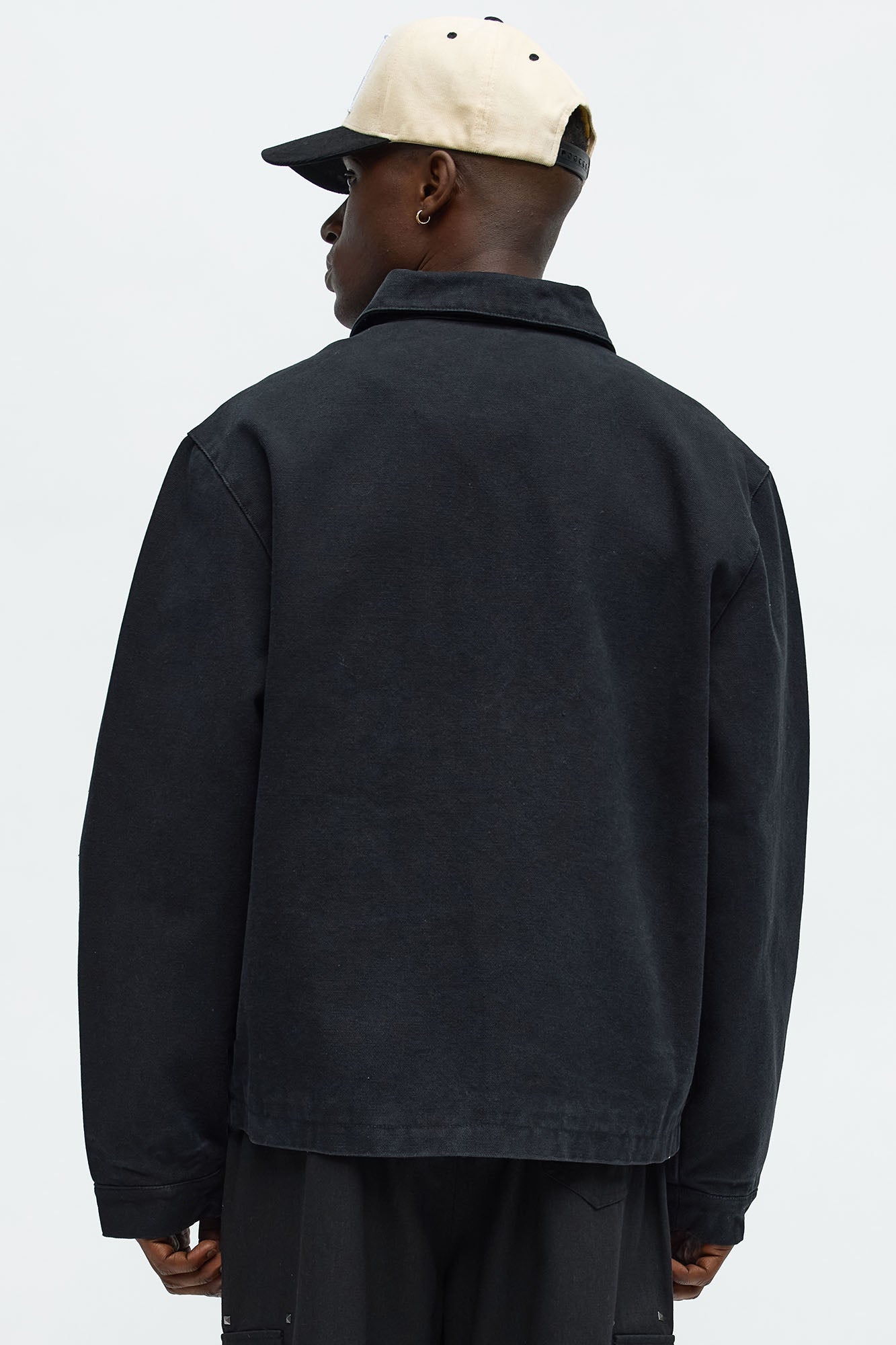 Relaxed Hard Work Washed Zip Jacket - Black