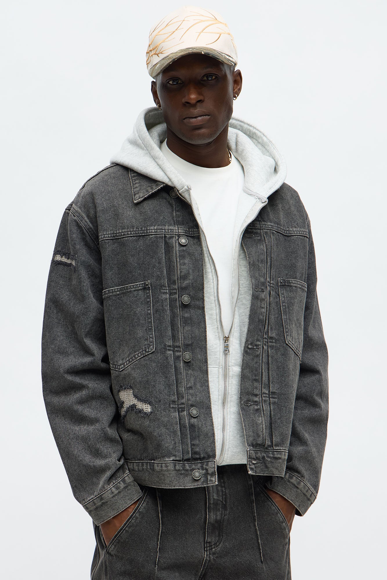 Underground Distressed Trucker Trucker Jacket - Black Wash