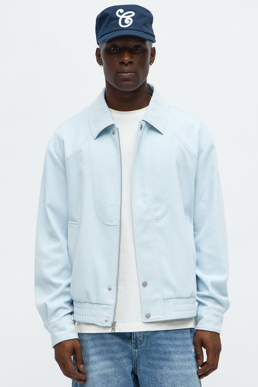 Side Street Paneled Bomber Jacket - Light Blue