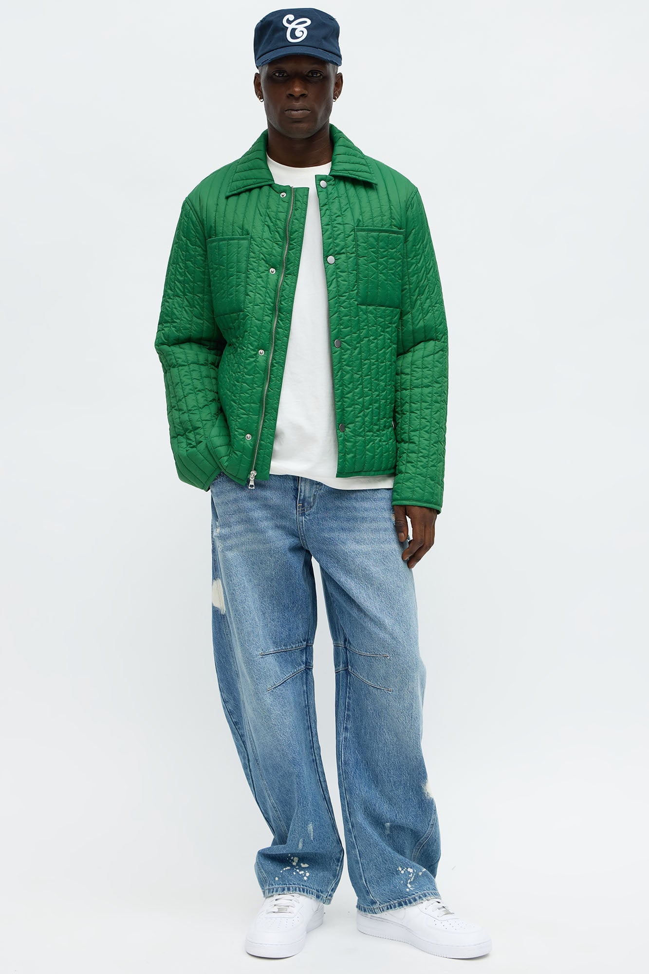 Warren Quilted Nylon Jacket - Green