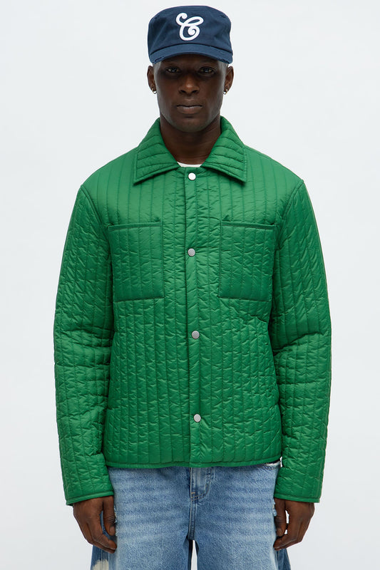 Warren Quilted Nylon Jacket - Green