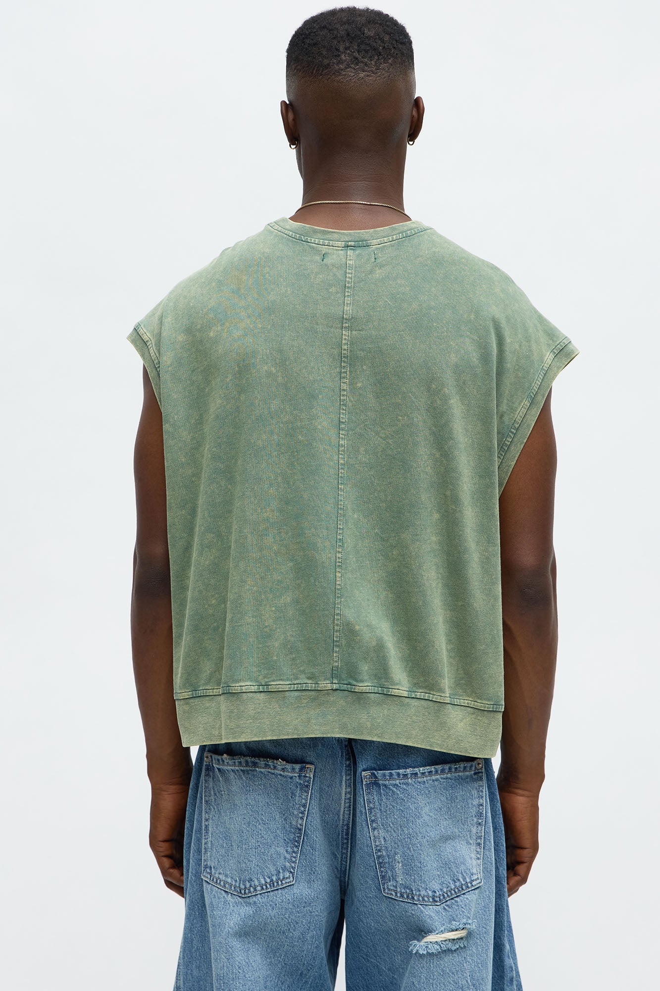 Boxy Washed Up Muscle Tee - Olive