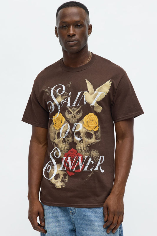 Saint Or Sinner Repent Short Sleeve Tee - Chocolate