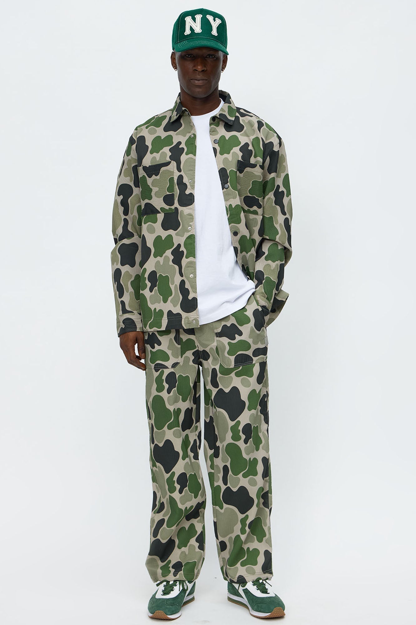 Hidden Long Sleeve Button Up Shirt - Camouflage