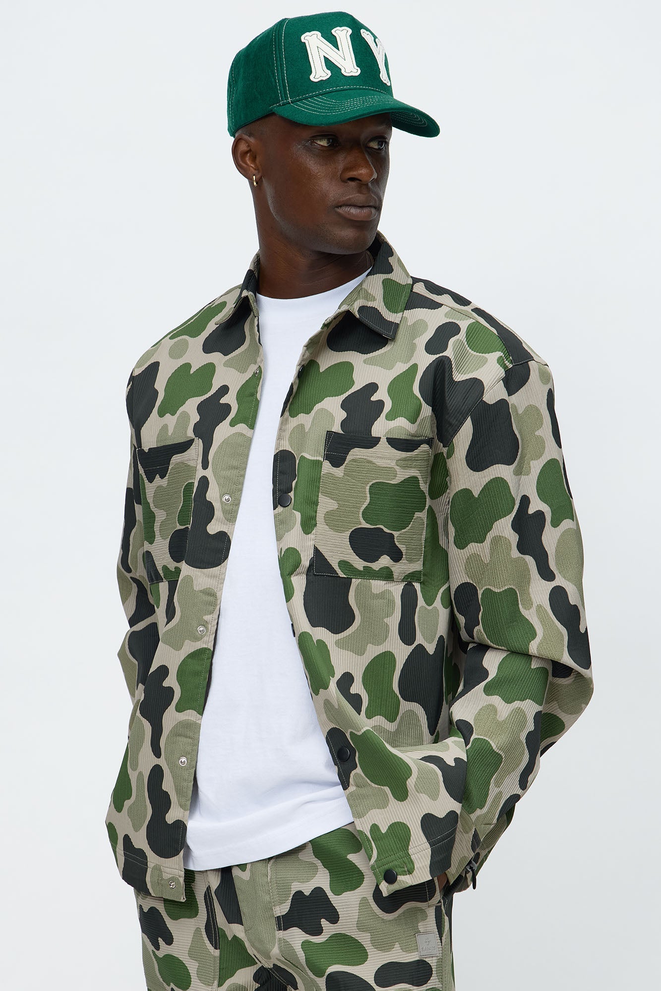 Hidden Long Sleeve Button Up Shirt - Camouflage