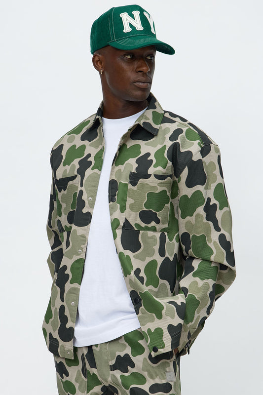 Hidden Long Sleeve Button Up Shirt - Camouflage