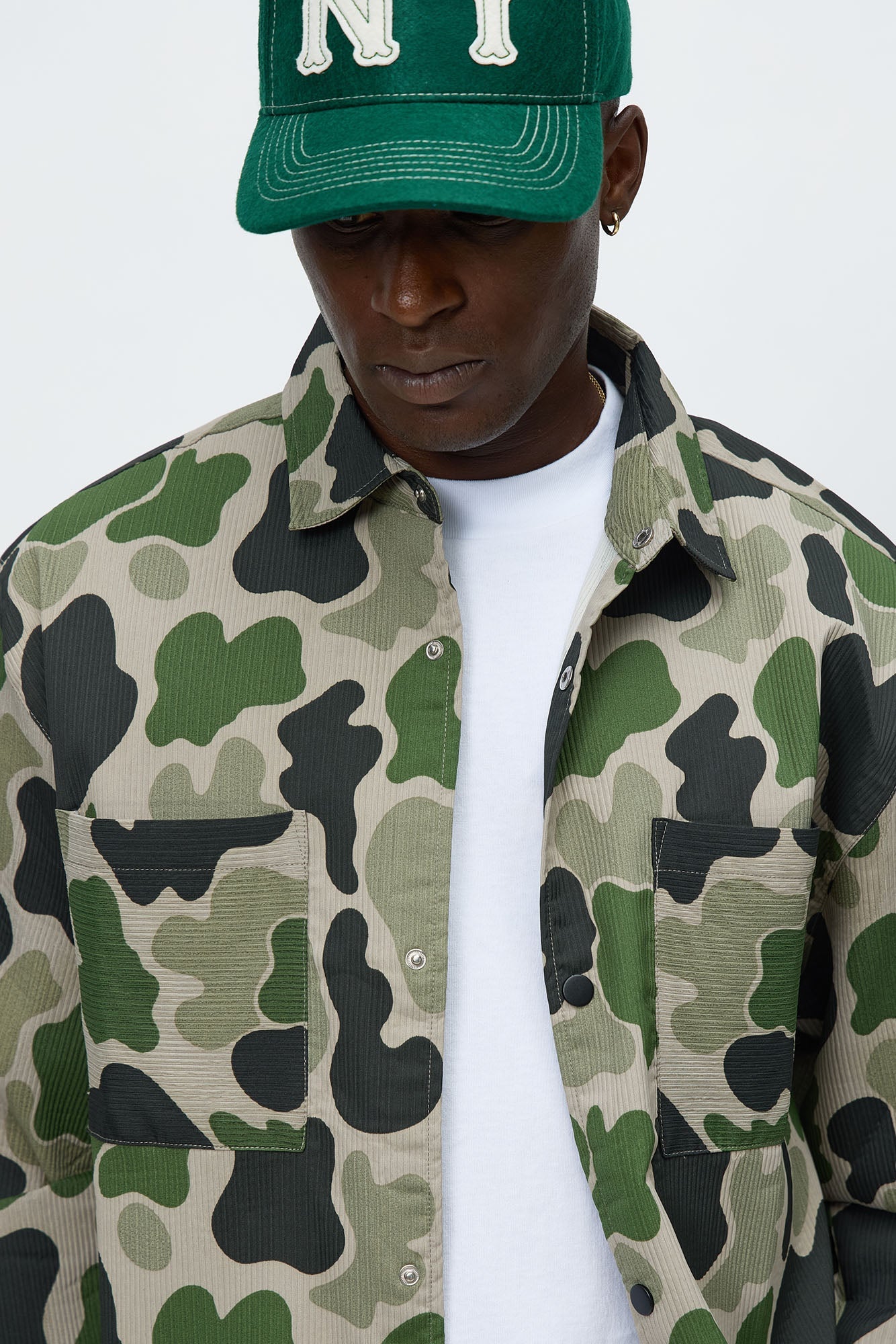 Hidden Long Sleeve Button Up Shirt - Camouflage