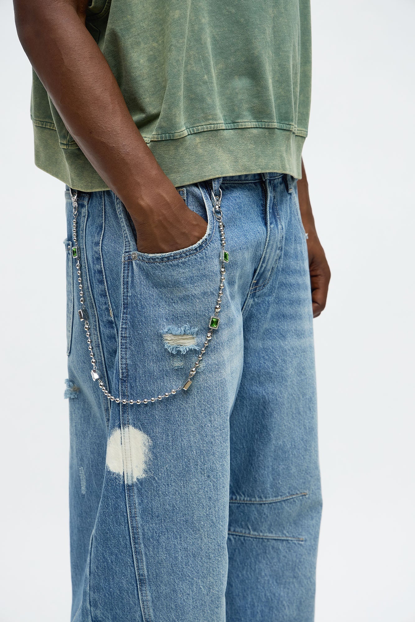 Bejeweled Pant Chain - Silver/Combo