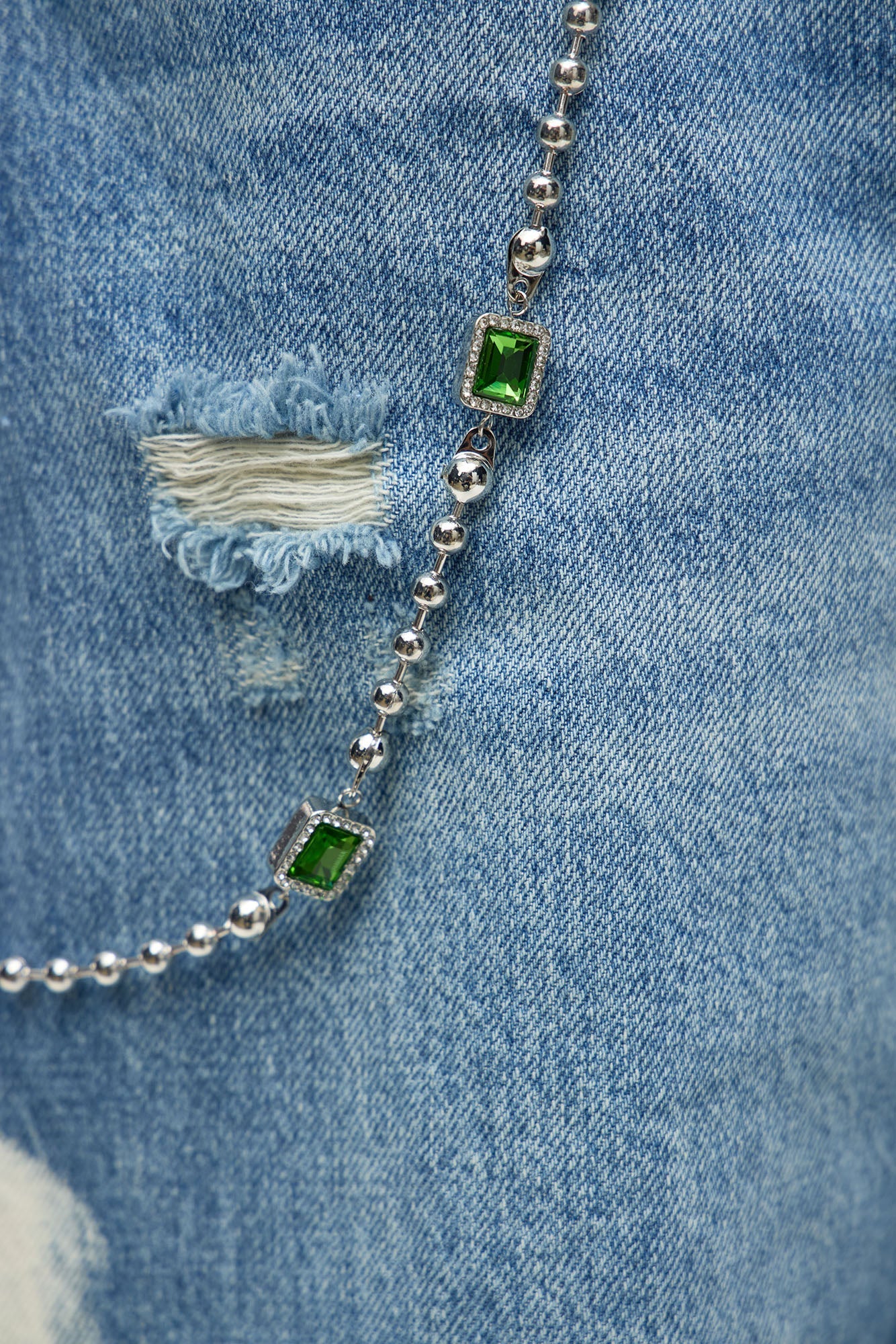 Bejeweled Pant Chain - Silver/Combo