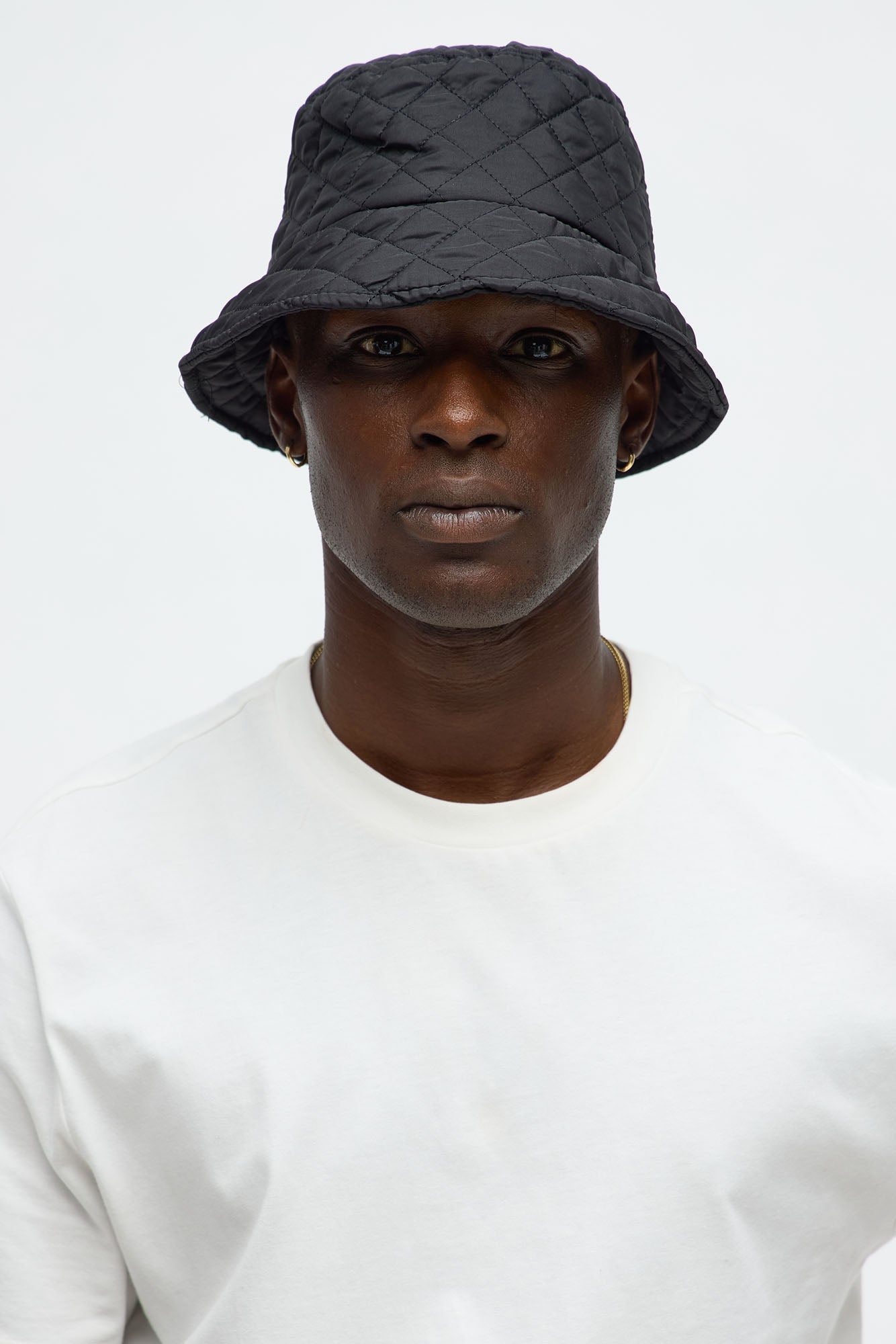 Quilted Nylon Bucket Hat - Black