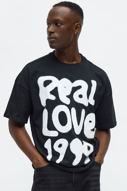 Real Love 1999 Oversized Short Sleeve Tee - Black