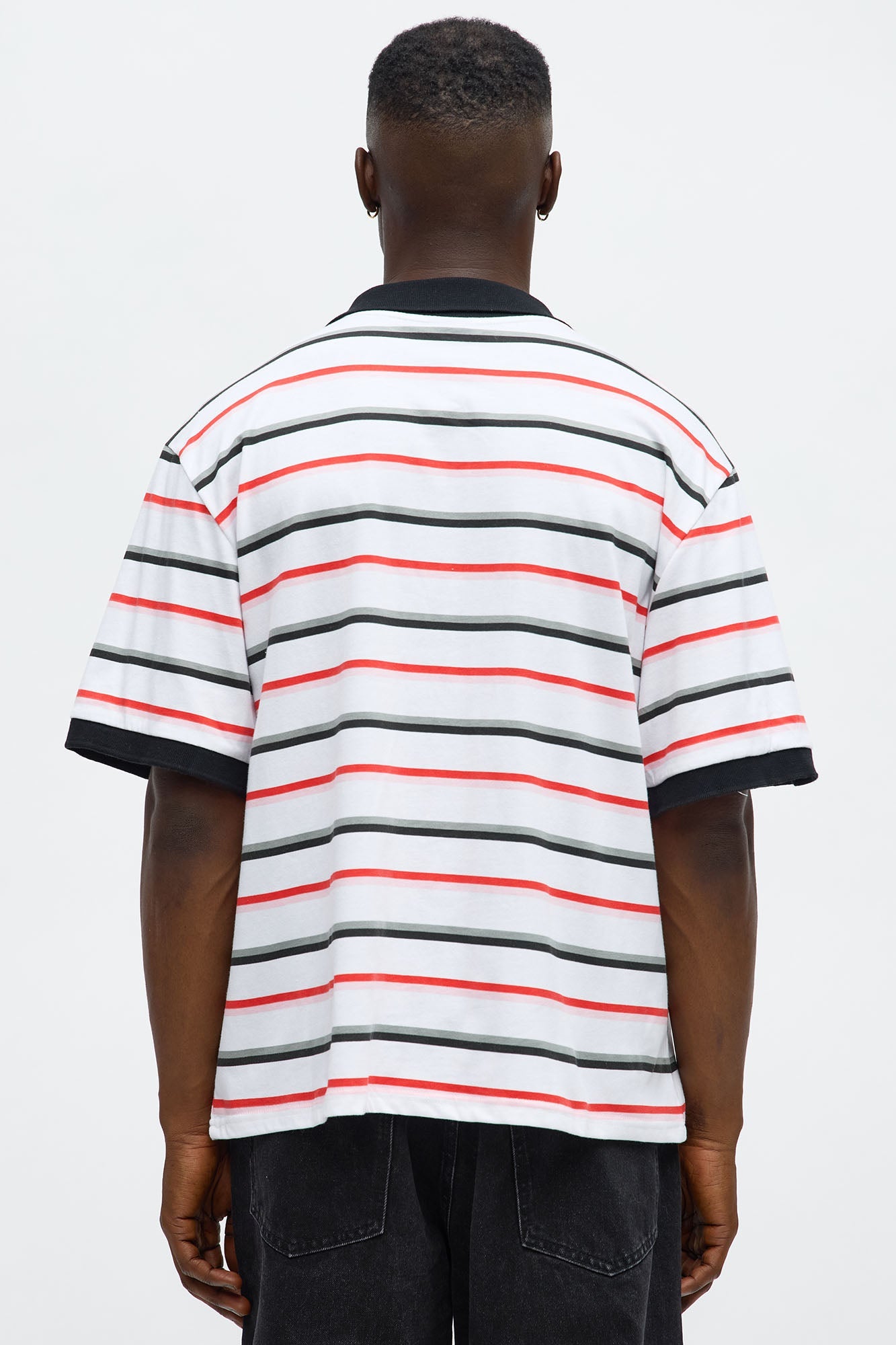 Southpole Short Sleeve Full Striped Polo - White
