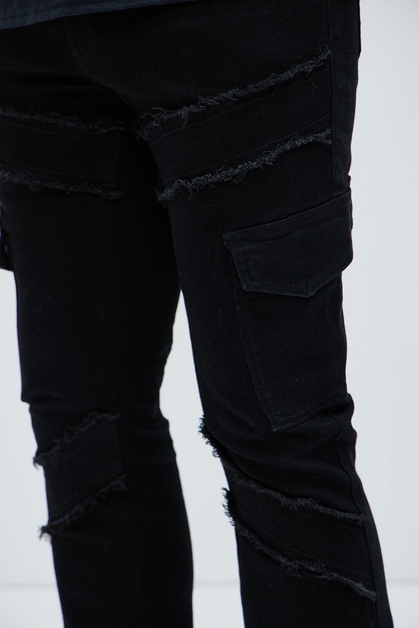 Simi Fray Cargo Stacked Skinny Flare Jeans - Black