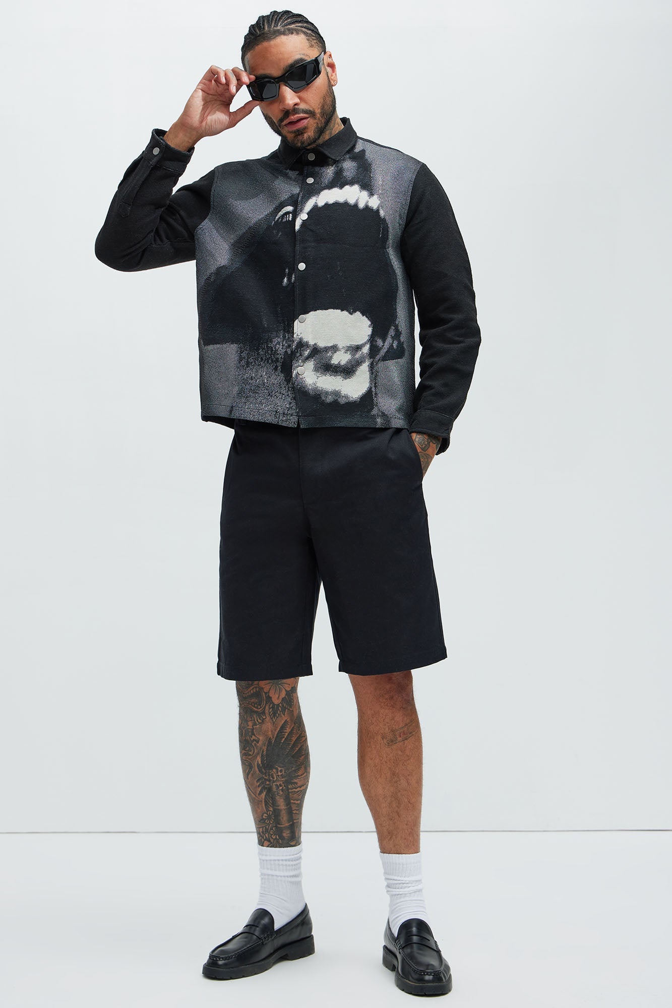 Rogue Tapestry Cropped Button Up Shirt - Multi Color