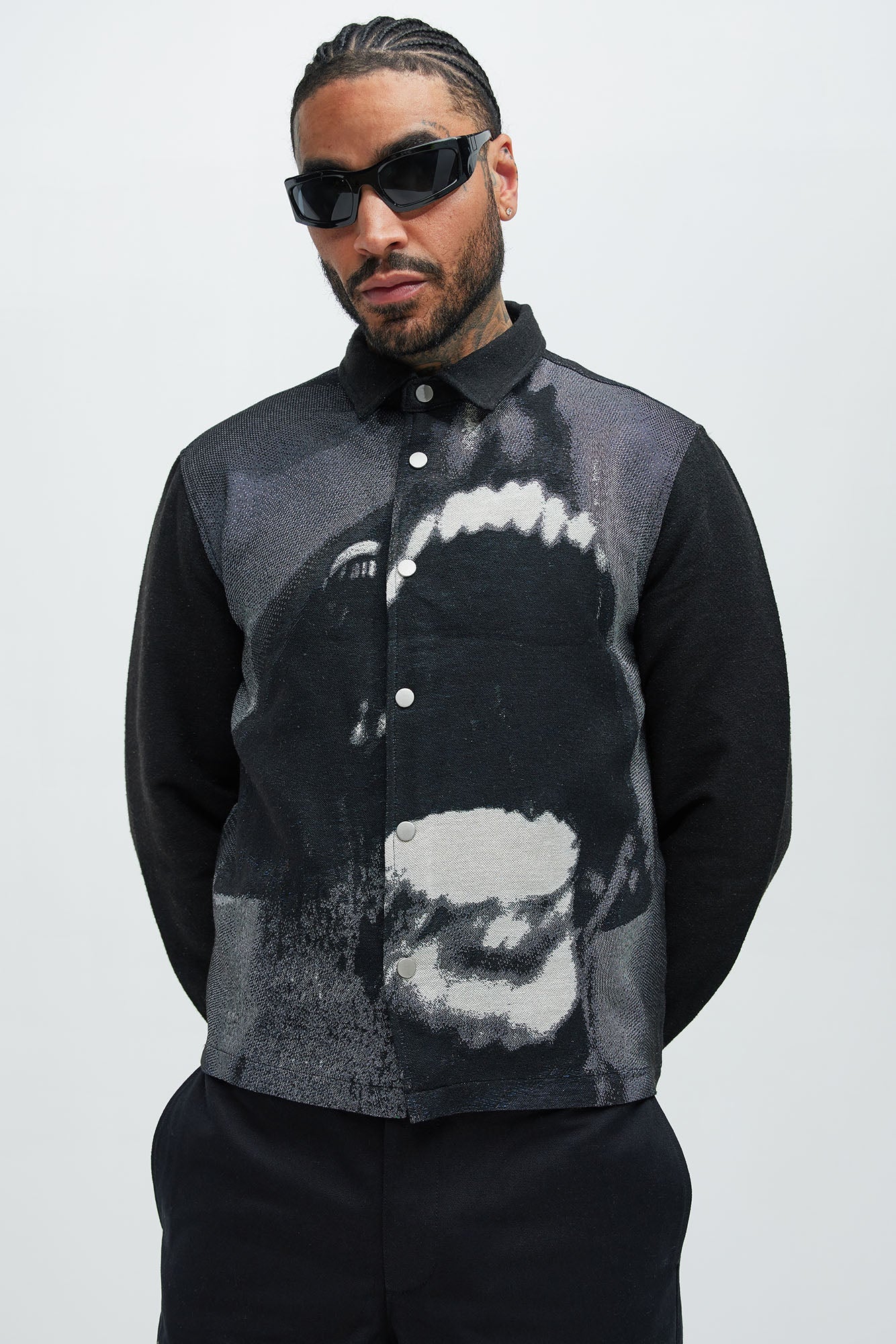 Rogue Tapestry Cropped Button Up Shirt - Multi Color