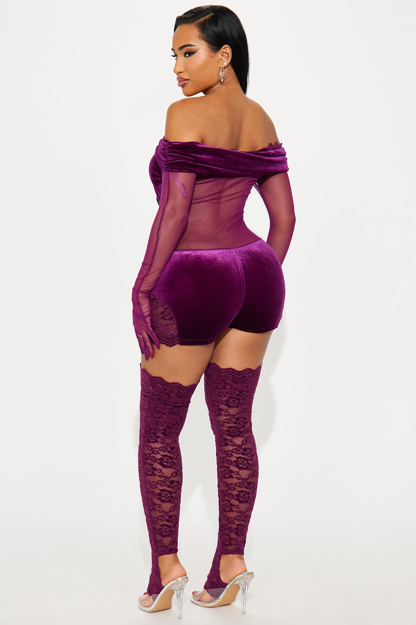 Blow Your Mind 2 Piece Velvet Romper - Purple