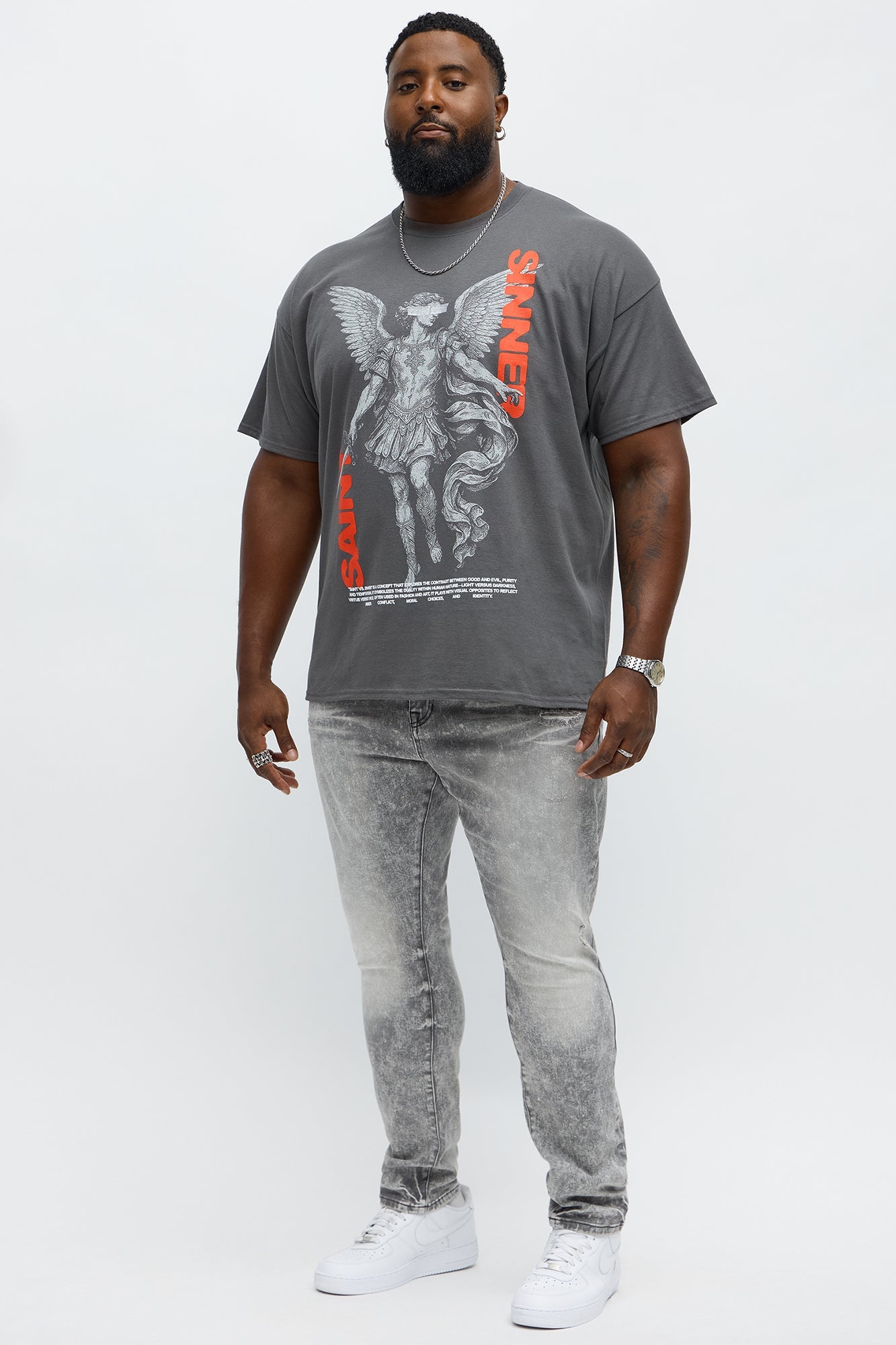 Saint Or Sinner Choose Short Sleeve Tee - Charcoal