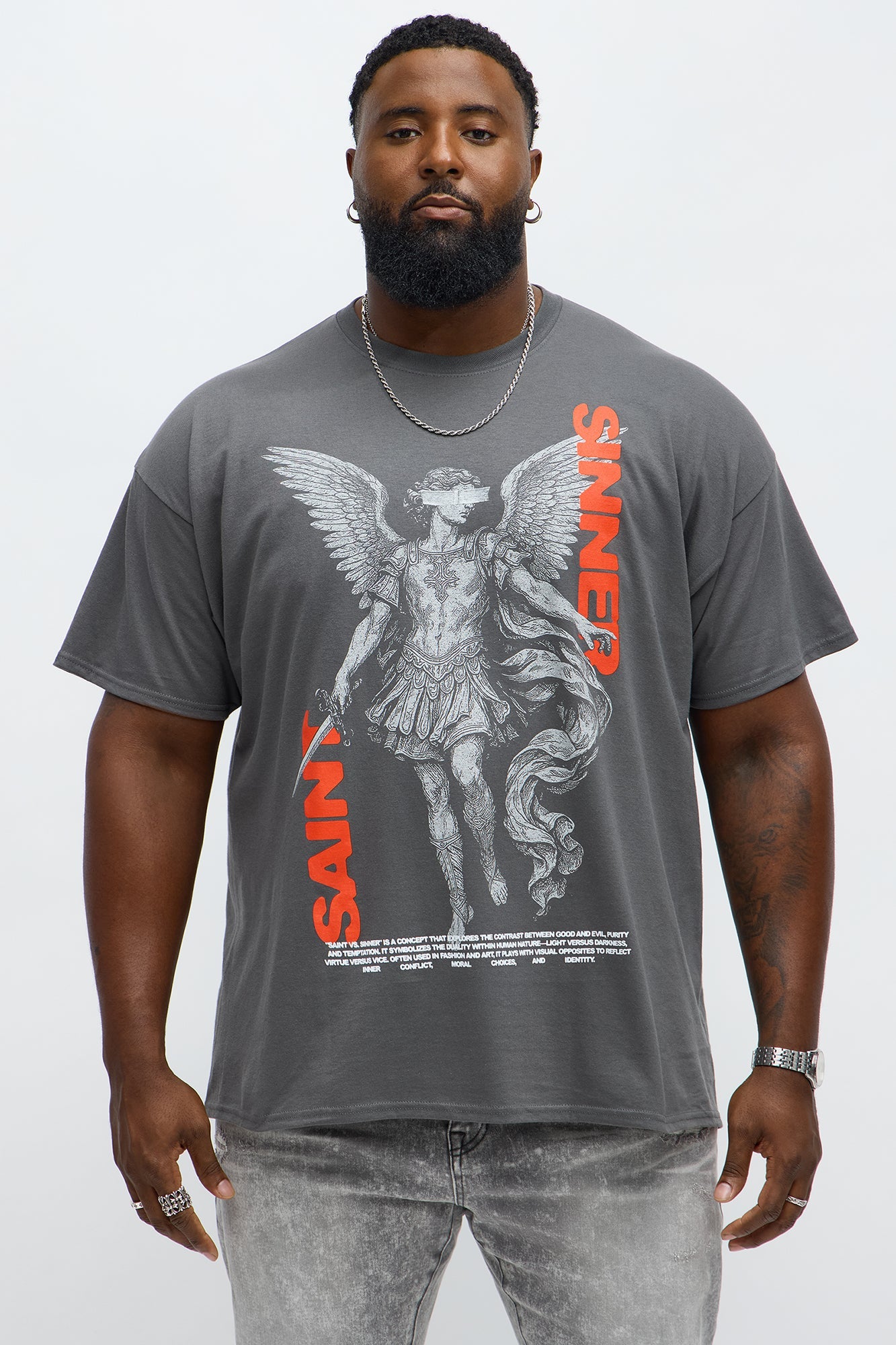 Saint Or Sinner Choose Short Sleeve Tee - Charcoal